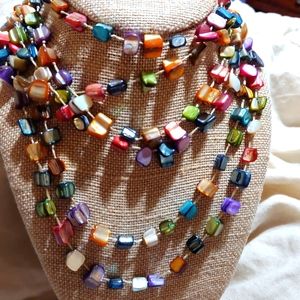 Rainbow Shell Multi-Tiered Necklace